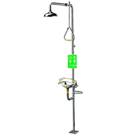 Speakman Emergency Shower Combination, 93.75 H, Stainless Steel Bowl, Chrome SE-622